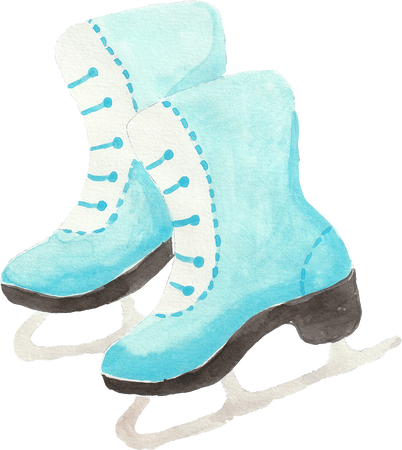Watercolor Christmas Toy Ice Skates